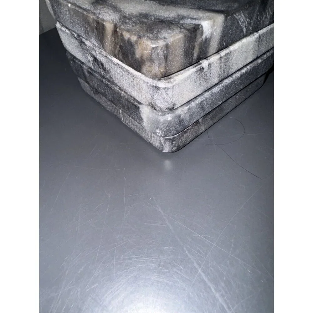 Grey Marble Rounded Edge Square Coaster Set 4
